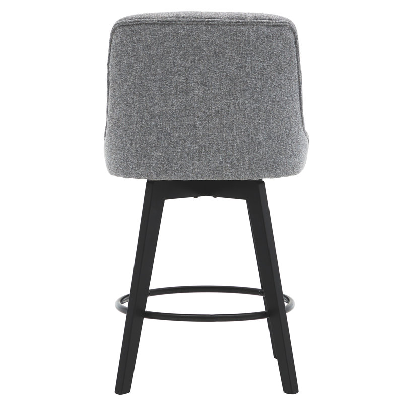 Swivel Upholstered 26'' Counter Stool Wood Leg, Gray, Counter Stool (26" Seat Height), 1