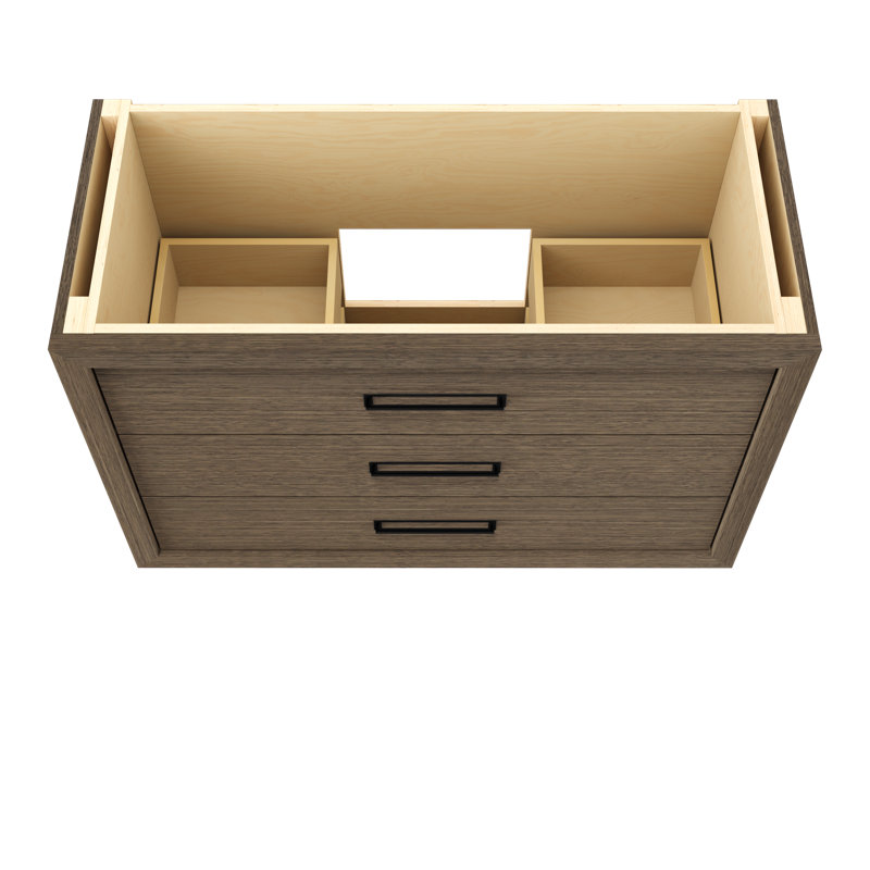 Avalon Three-Drawer Single Bath Vanity, Smoked Modern, 48", Matte Black