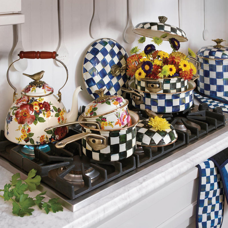 Flower Market 3 Quart Tea Kettle with Bird
