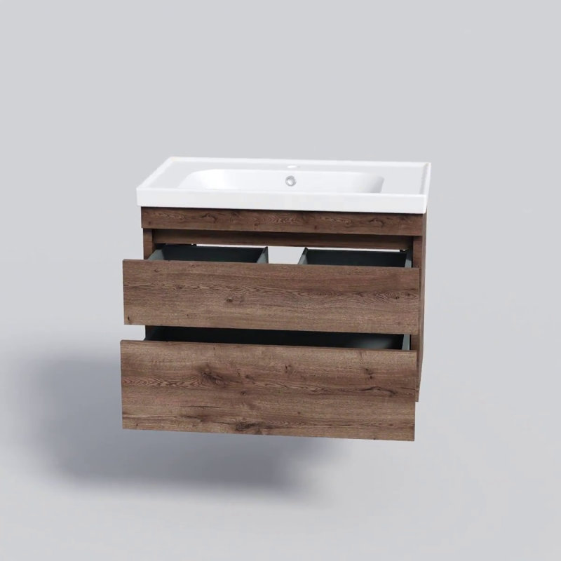 Niagara Rosewood 56" Wall-Mounted Double Vanity with White Ceramic Sink