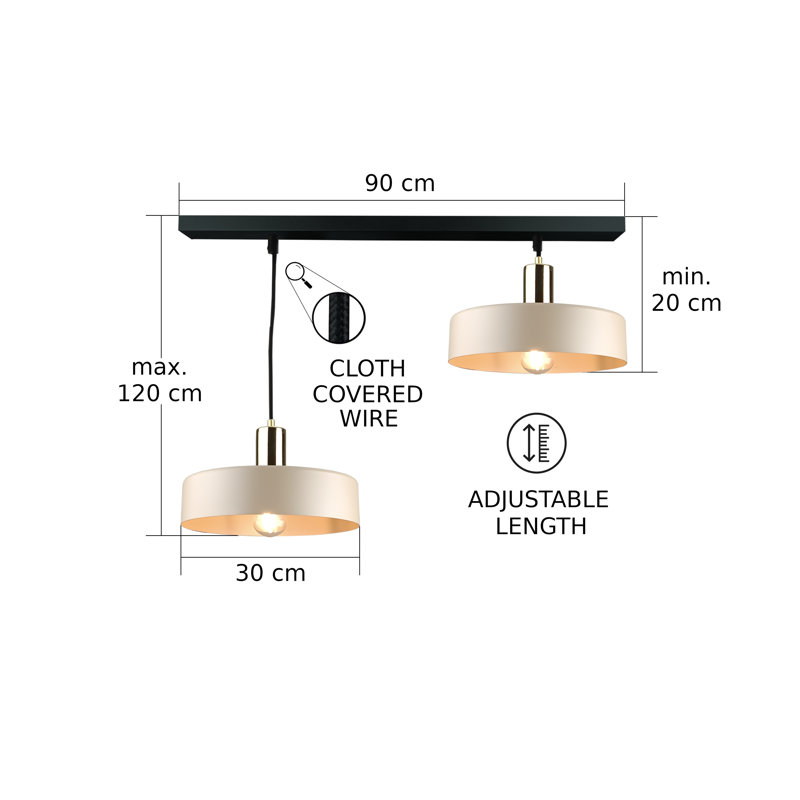 Bhavi 2 - Light Drum Pendant, Beige/Brown, Latte Gold