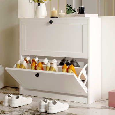 Whalan Shoe Storage Cabinet with 2 Flip Drawers