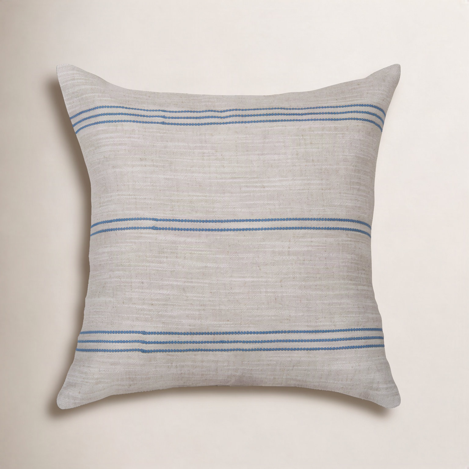 20" x 20" Linen Throw Pillow, Polyester, Natural Blue