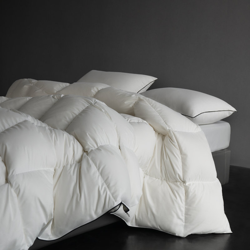 Hypoallergenic Feahter and Down Fiber Comforter, Carbon Fiber Brushed, with Soft Cotton Blend Cover, Twin