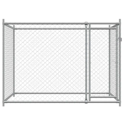 Dog Cage Grey Galvanized Steel 6.6 x 6.6 x 4.9 ft Durable Outdoor Dog Cage Secure Design