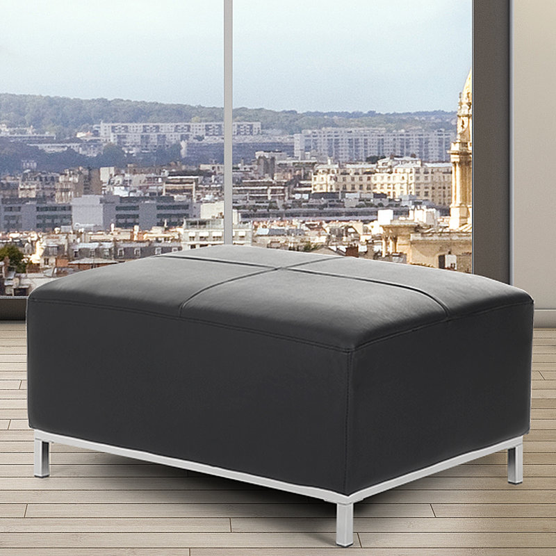 Korinna 95cm Wide Tufted Rectangle Solid Colour Standard Ottoman, Black