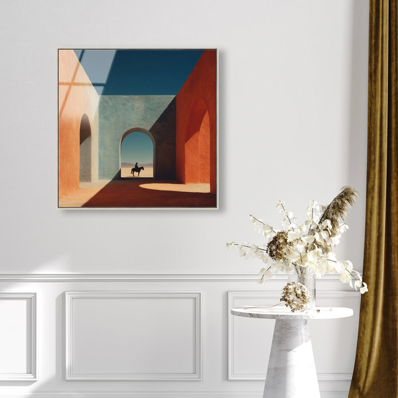 Cobalt Frontier Print by Oliver Gal, 31"H x 31"W, Silver Floater Frame
