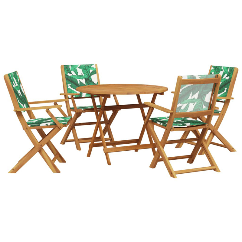 4 - Person Acacia Wood Patio Dining Set with Round Table