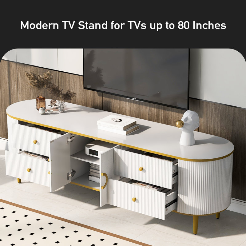 Juon Unfinished TV Stand for TVs up to 85", White