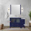 Meuble-lavabo simple bleu marine l 48 po x P 18,25 po, avec armoire latérale, comptoir en céramique blanche, ensemble de robinets et miroir de 34 po
