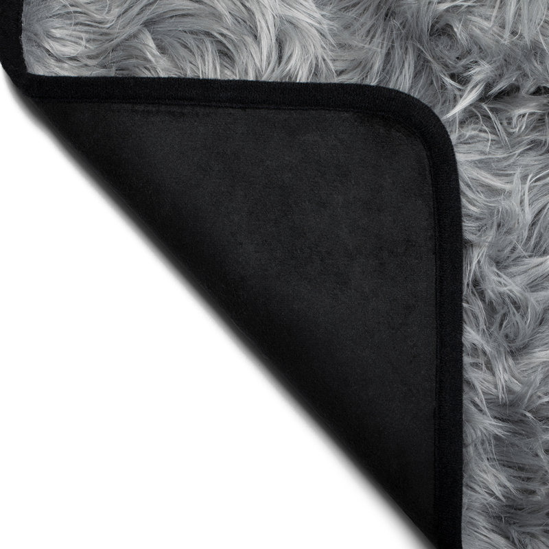 Faux Fur Bed Runner, 30" W x 109" L, Charcoal Grey