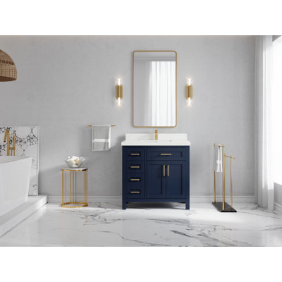 36"" W x 22"" D x 36"" H Cambridge Single Bathroom Vanity -  Willow Collections, CAM_HLN_WHQZ_36CR