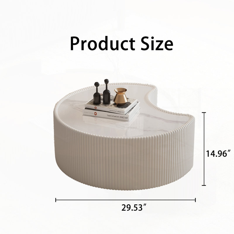 Table basse moderne en cuir fritté clair, Blanc