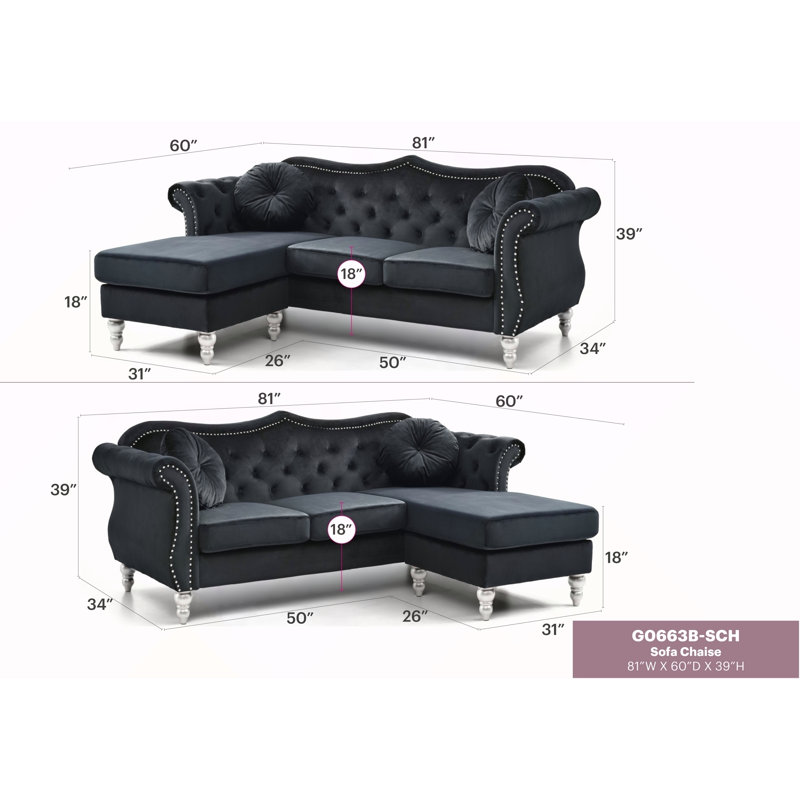 Canapé Glory Furniture Hollywood G0663B-SC, noir, Noir