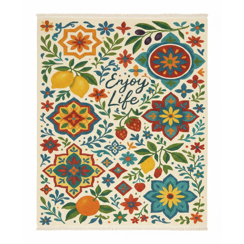 Mediterranean Tile 'Enjoy Life' Rug