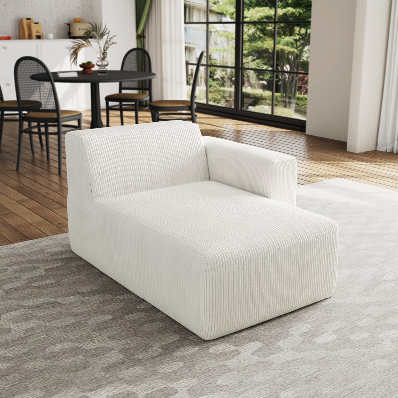 Upholstered Chaise Lounge, Right Hand Facing, Beige