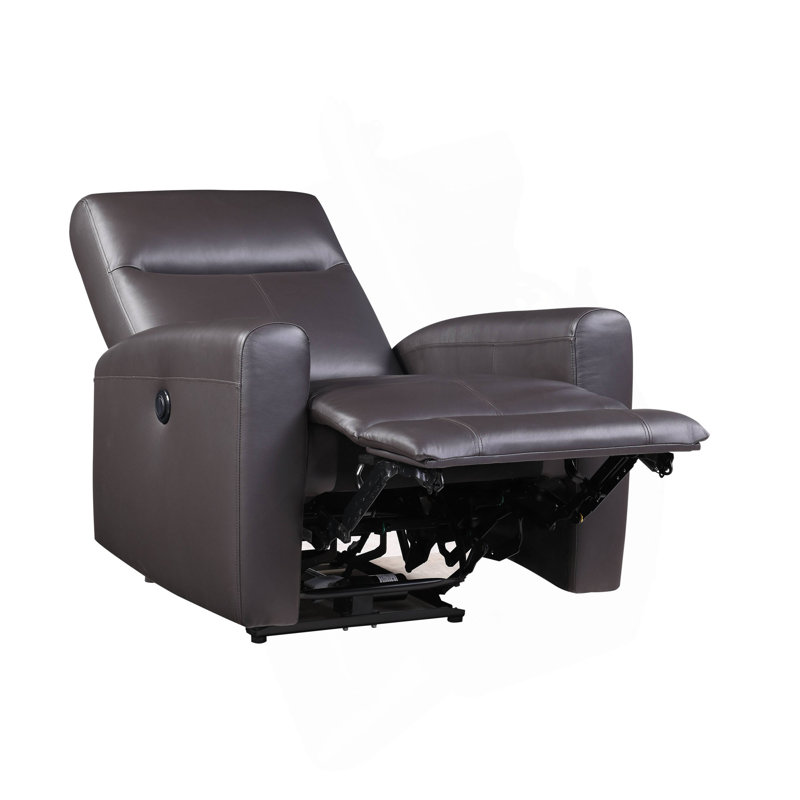 Fauteuil inclinable électrique brun en cuir fleur