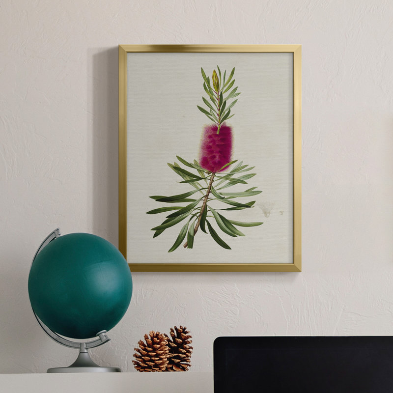 «Pretty Pink Botanicals VII» - Toile encadrée de qualité supérieure - prête à être accrochée