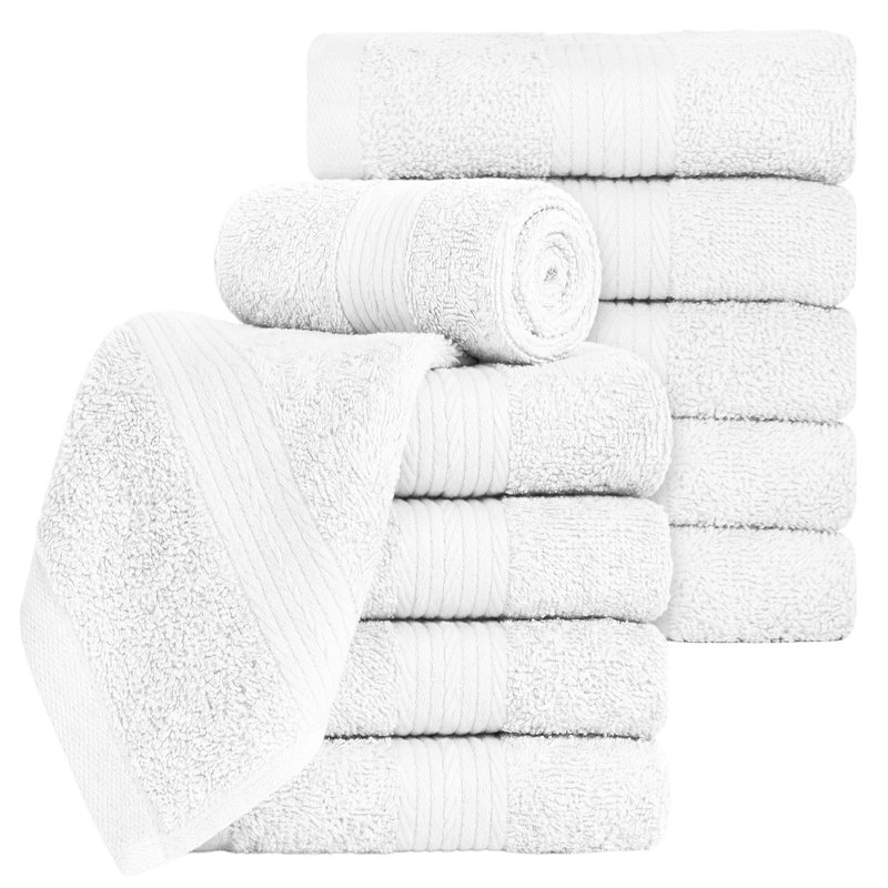 Gant de toilette 100% coton 12 x 12 pouces très absorbant, Blanc