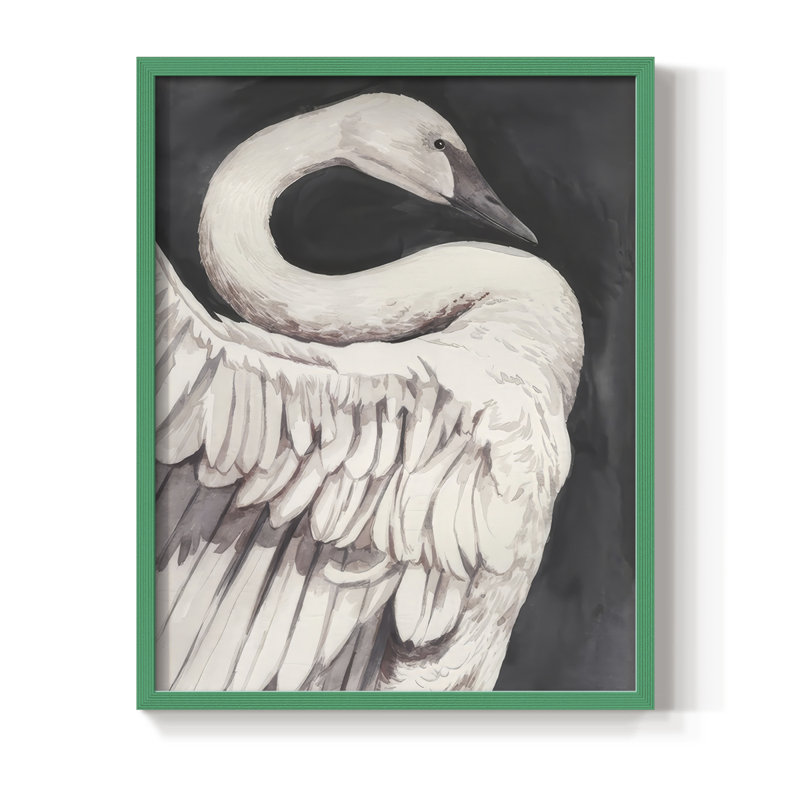 Swan Dance I, reproduction encadrée - bois massif, 11" H x 9" W, Vert