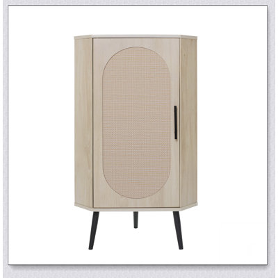 Armoire de coin, porte en rotin, tables de coin autoportantes pour petits espaces, support de tablette de coin