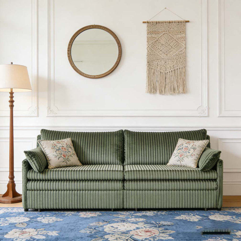 73"Convertible Sofa Bed,Pull Out Bed,3-in-1 Sofa with Side Pocket& USB Ports, Green