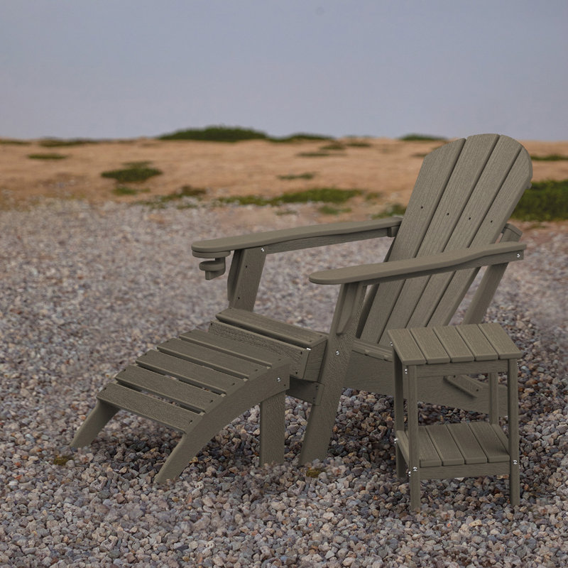 HDPE Outdoor Adirondack Side Table, Beige