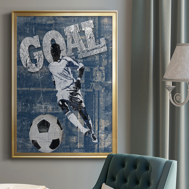 Toile encadrée de qualité supérieure avec objectif de buteur, Or, H 42,5 po x l 30,5 po x P 1 po
