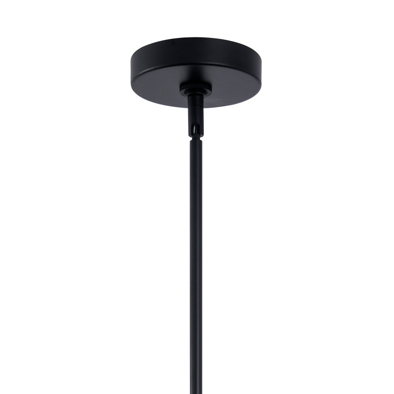 Adlan Farmhouse 1-Light Textured Glass Nickel Pendant Light, Matte Black