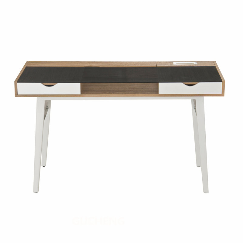 Bureau d'ordinateur compact avec rangement multiple, parfait pour les petits espaces et une organisation améliorée.