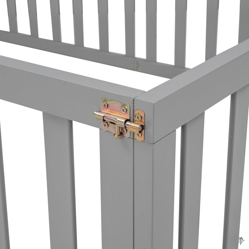 Full Size Wood Daybed Frame With Fence, Gray