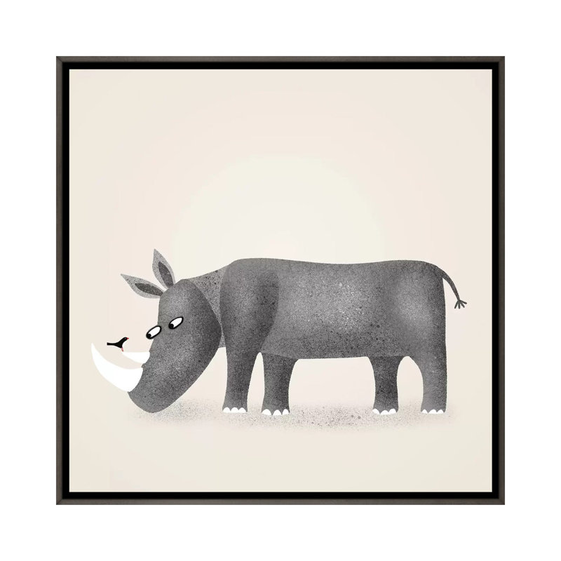 « Rhino » par Nic squirrell-impression, H 37 po x l 37 po x P 1,5 po, Toile avec cadre gris, Pas de tapis