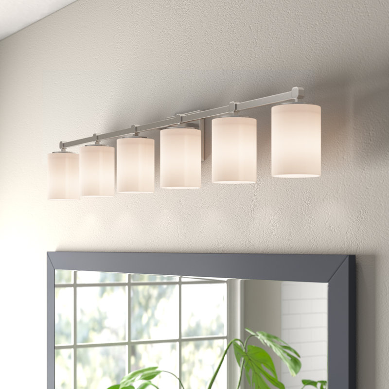 Éclairage pour salle de bain à intensité variable 6 lumières Casson, Nickel brossé
