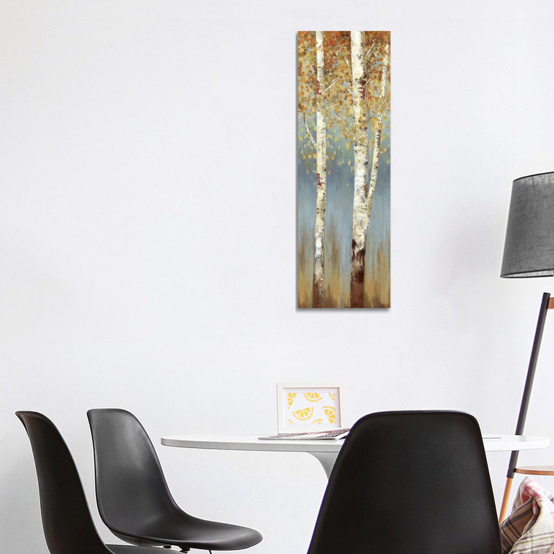 Butterscotch Birch Trees II by Allison Pearce - Panoramic Painting on Canvas, 30.48 cm H x 91.44 cm W x 1.91 cm D, No Frame