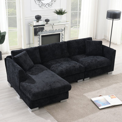 4 - Seater Upholstered Chenille Fabric Sectional by Latitude Run