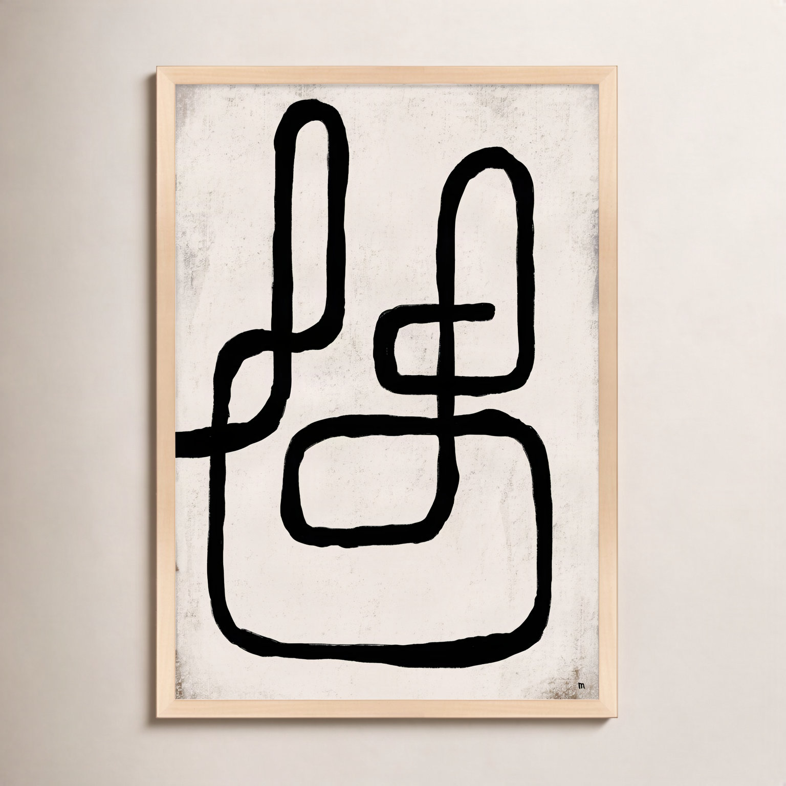 Linework 1 by StudioM, 50" H x 35" W x 1.25" D, Maple Framed Paper