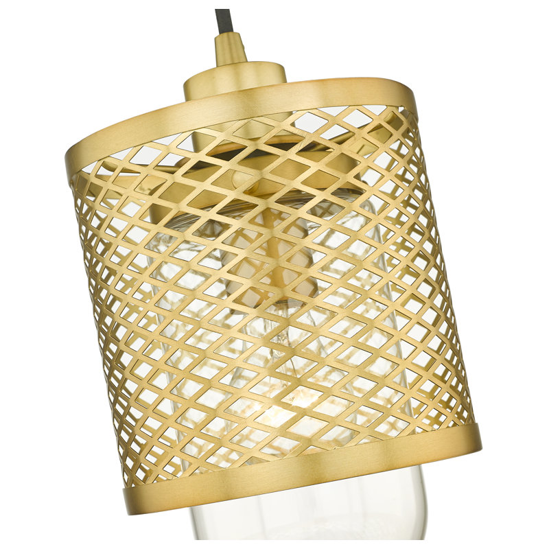 Mini-luminaire suspendu 1 lumière Kipton, Laiton frotté