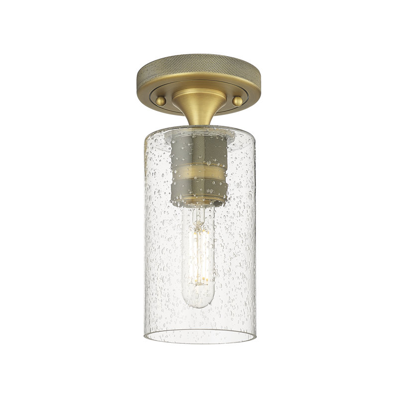Plafonnier encastré 1 lumière Crown Point, Laiton brossé, Grainé, H 9,63 po x l 4 po X P 4,5