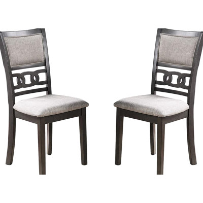 Dining Room Side Chairs (2), Grey Color, Cushioned Seat, Contemporary Style, & Rubberwood Grey, Comfortable Cushion And