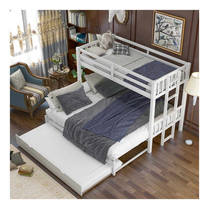 Twin Over Pull-Out Bunk Bed With Trundle, White