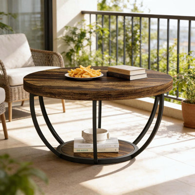 Table ronde à 2 niveaux avec structure en arc