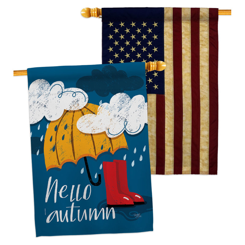 Drapeau de maison en polyester 40 x 28 po Hello Autumn