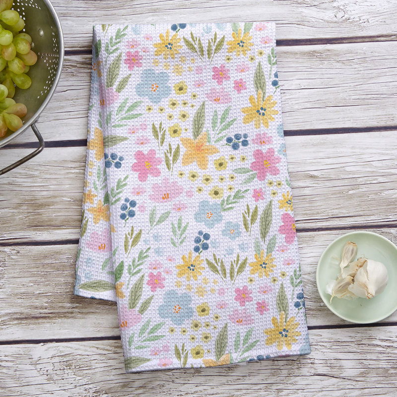  Easter Flowers Waffle Weave Kitchen Towel