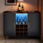 47.2" LED Lighted Coffee Bar Wine Cabinet with 9 Wine Rack, Adjustable Shelves, Glass Holder - Modern Home Liquor Bar Cabinet for Kitchen & Living Room