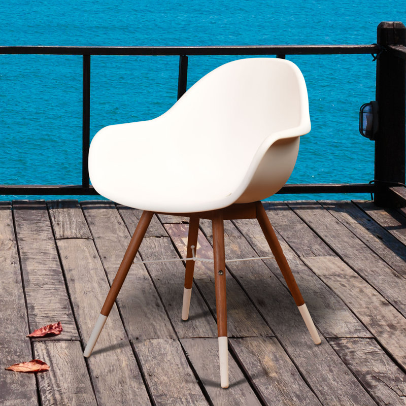 Chaises de patio modernes en bois Alyisa, Blanc