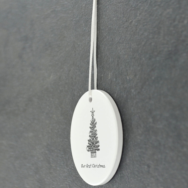 Carley Our First Christmas Circle Shaped Ceramic Ornament