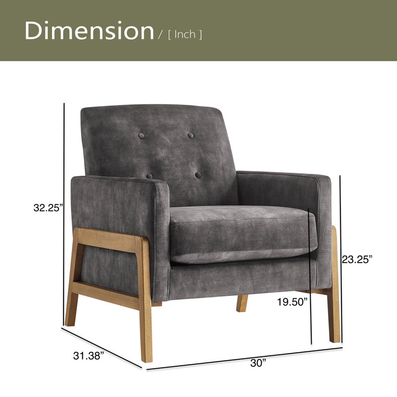 Fauteuil d'appoint capitonné, Gris foncé