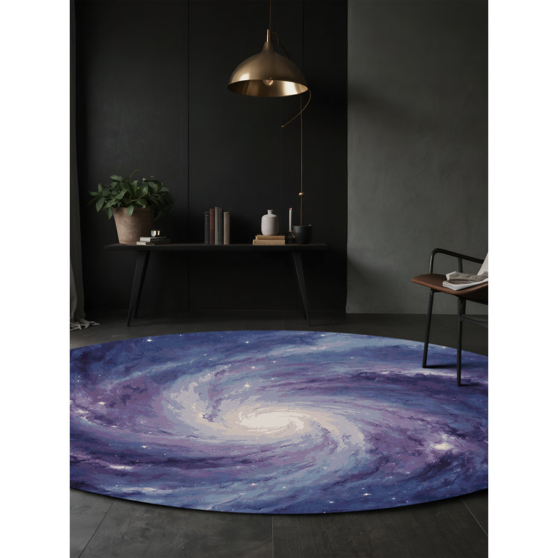 Tapis mauve lavable à la machine, Rond 7 pi