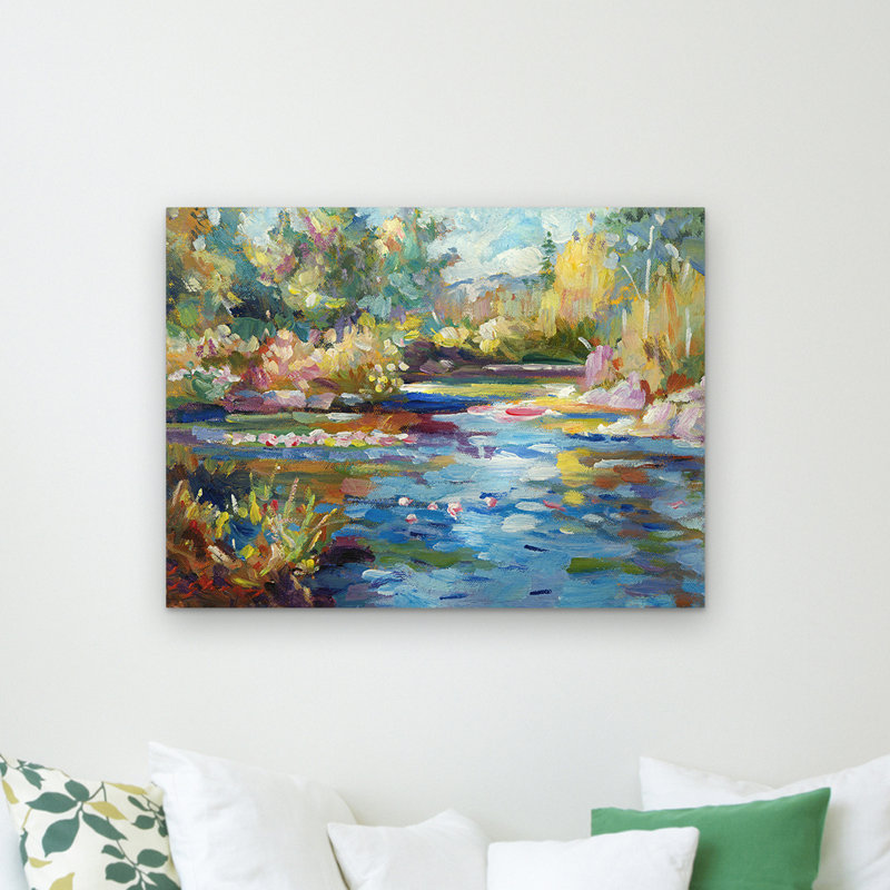 « summer étang » par david lloyd’s glover, reproduction d’art sur toile tendue encadrée, H 35 po x l 47 po