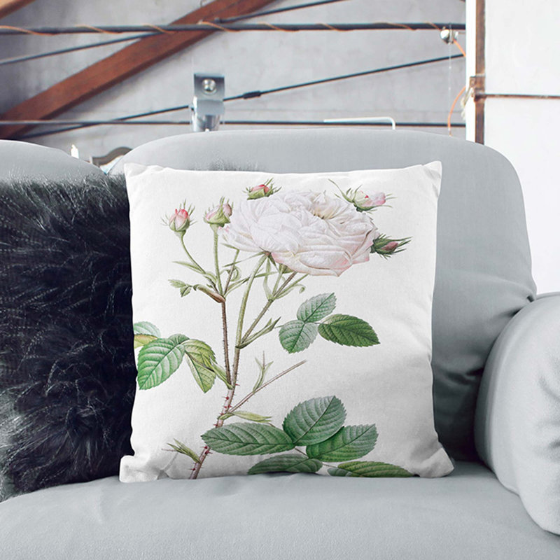 Floral Square Throw Cushion, White, 55cm H x 55cm W x 20cm D